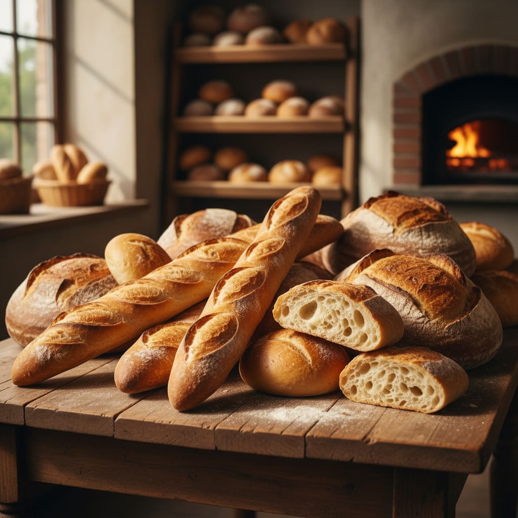 Auswahl französischer Brote in der Asflis French Bakery