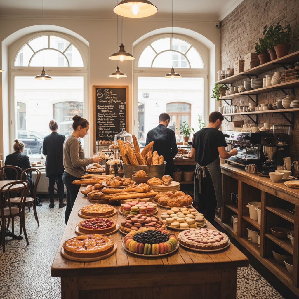 Innenansicht der Asflis French Bakery in Wien